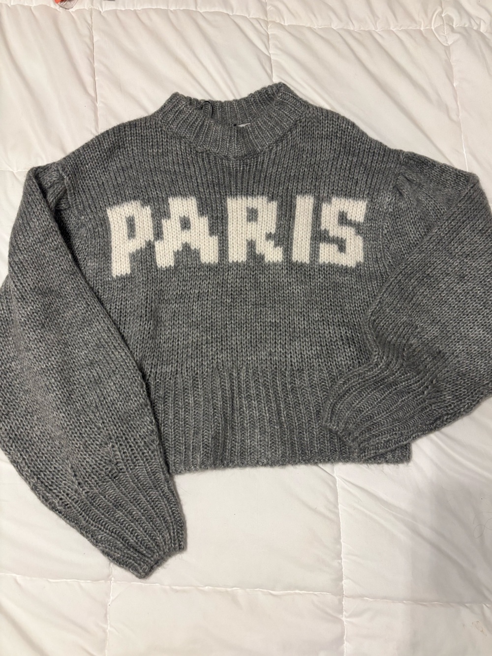 H&M Gray Crewneck Sweater with White 'PARIS' Text